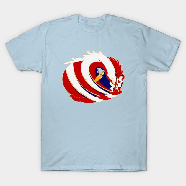 Team Red, White & Blue Surfer - Patriotic Surf Graphic Print T-Shirt by GulfGal